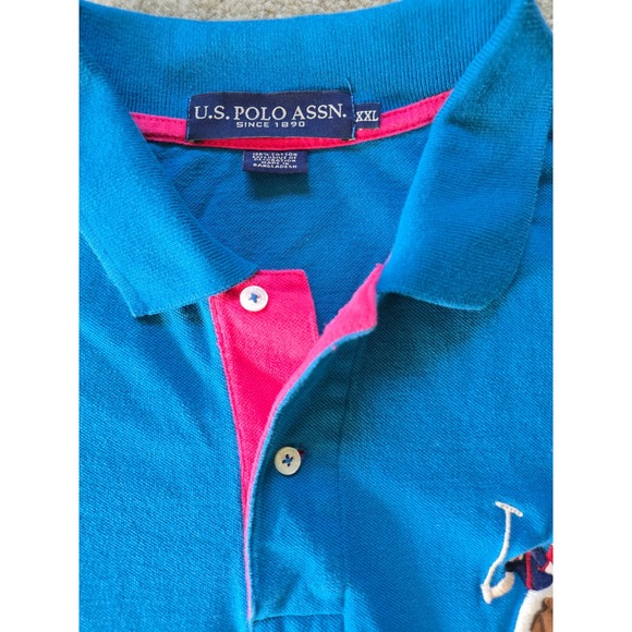 U.S. Polo Assn. Big Pony Embroidered Logo Classic Polo Shirt Blue Pink Size XXL - Picture 5 of 8